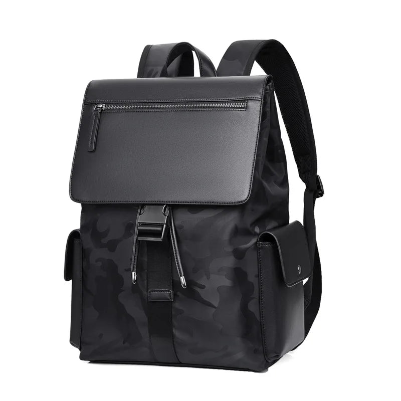Fashion Business Laptop Backpack Men's Leather Large Capacity College Student Schoolbag Waterproof Travel Boarding Backpack
