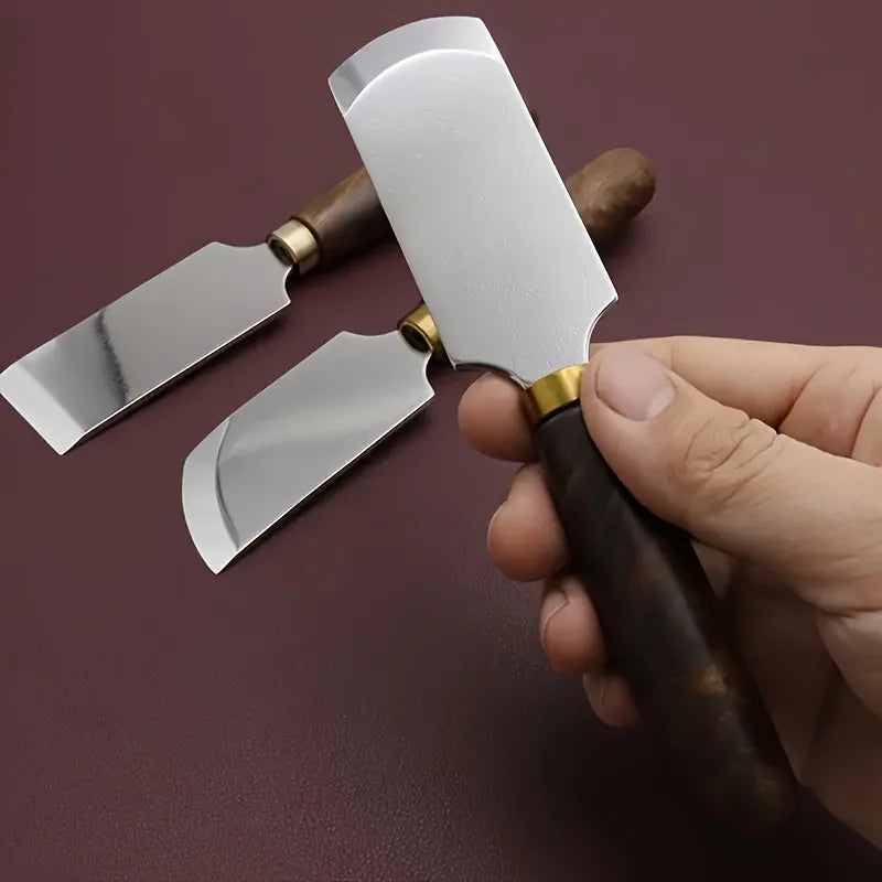 Leather Cutting Tools Straight Edge Beveled Edge Rounded Edge, Comfortable Grip Durable Wooden Handle, Precision Trimming and Th