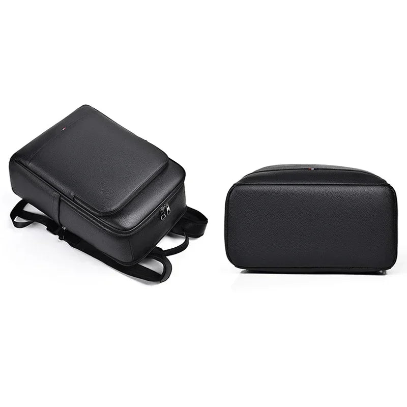 2025 New Luxury Brand Real Genuine Leather Men Backpacks Korean Student Backpack Boy Luxury 15.6 Inch Computer Laptop Bag