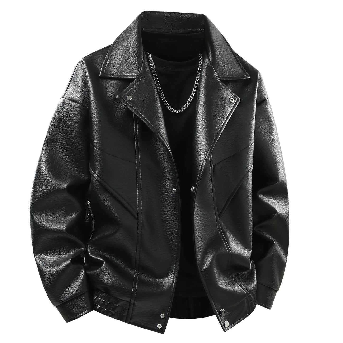 Leather jacket men's  version trendy handsome locomotive jacket men's lapel top
