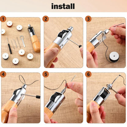 1 Set Leather Sewing Stitching Tool Leather Hand Sewing Machine Waxed Thread Leather Craft Edge Stitching Belt Strips Shoemaker
