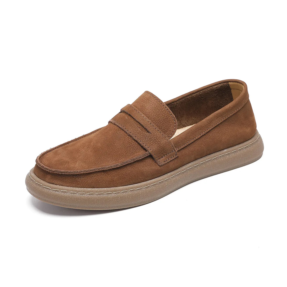 Men's Casual Leather Shoes Men Leather Original Platform Soled Cow Suede Leather Loafers Men Casual Shoes