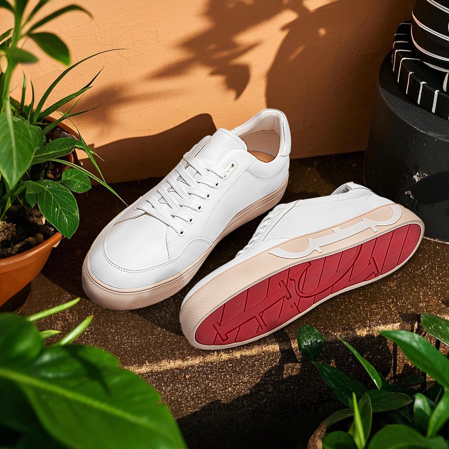 Casual Shoes Men's Leather Flat Shoes Black White Flat Breathable Massage Comfortable Casual Sneakers Luxury Brand 2025 New