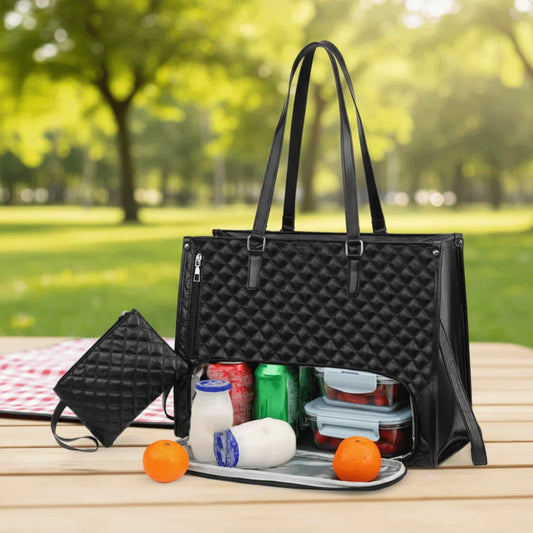 2-in-1 Laptop Lunch Tote Bag Shoulder Strap 15.6inch Multifunctional Laptop Handbag Large Lunch Box Portable Laptop Bags