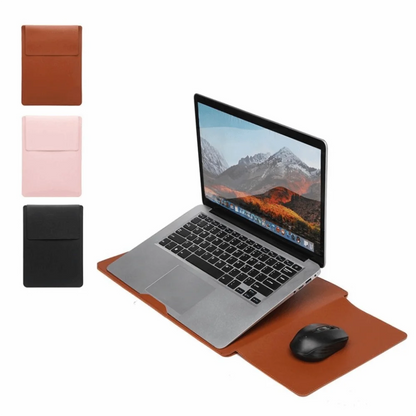 PU Leather 14 Inch Laptop Sleeve Bag Waterproof Adjustable Laptop Sleeve Case Ultra-thin Stain-resistant Laptop Stand Office