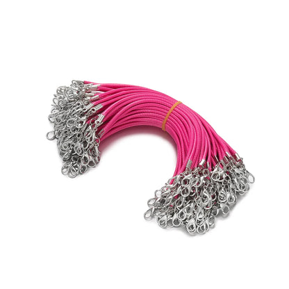 10pcs 2mm PU Leather Wax Thread 13cm Braided Strings With Alloy Lobster Clasp Bracelet Cord for DIY Jewelry Making Supplies