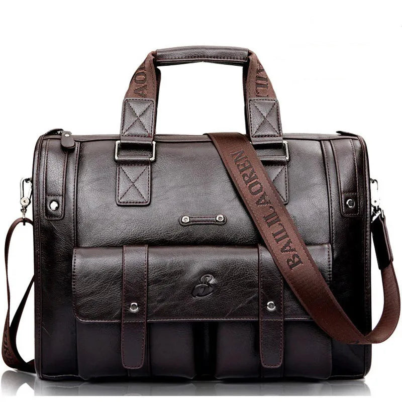 Men Leather Briefcase Large Capacity Business Handbag Messenger Bags Male Vintage Shoulder Bag Men's 14/15.6 Inch Laptop Bags