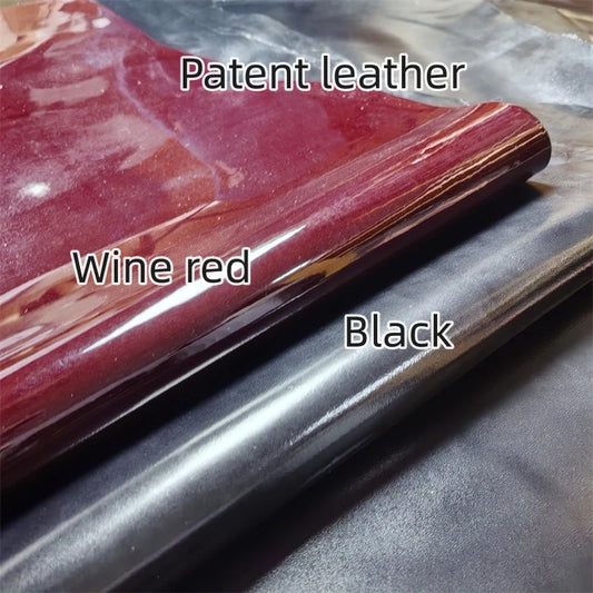 1/1.1mm Burgundy Black Patent Leather. The First Layer Of Sheepskin. Real Leather Fabric. Handmade DIY For Bags.Whole Sheepskin