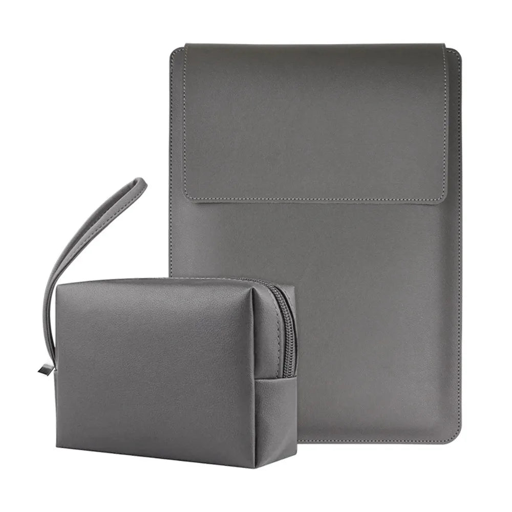 With Small Bag Laptop Sleeve Bag Bracket Design PU Leather Laptop Sleeve Case Adjustable Waterproof Laptop Bracket Inner Bag