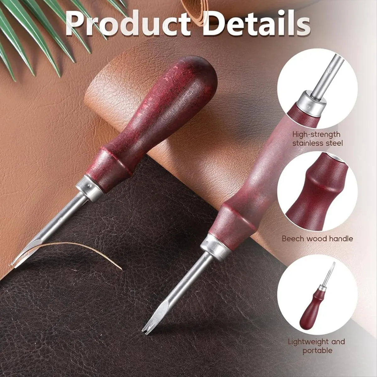Reliable- Leather Edge Skiving Beveler Set, 2 Pcs Leather Working Tools for DIY Leathercraft, Sizes 1.0 mm & 1.5 mm
