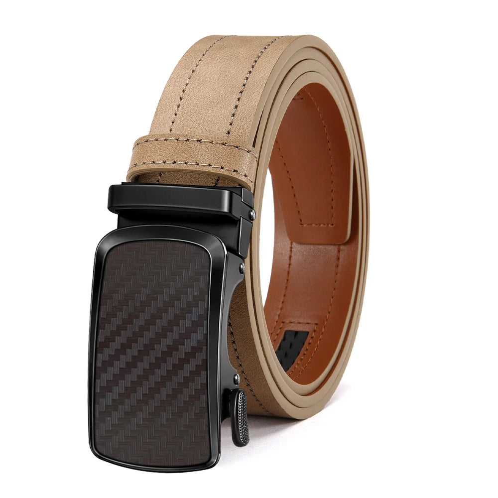 Leather belt men High Quality PU Leather Belts, Automatic Buckle Belt, Adjustable No Hole Belt Jeans Belt for Men