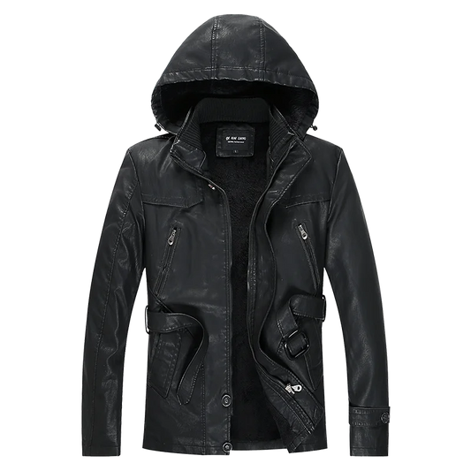 Leather Jackets Outwear Brand Clothing Men's Leather Jackets Winter New Thick Mens Fashion Style Hooded Motorcycle PU Coats Male