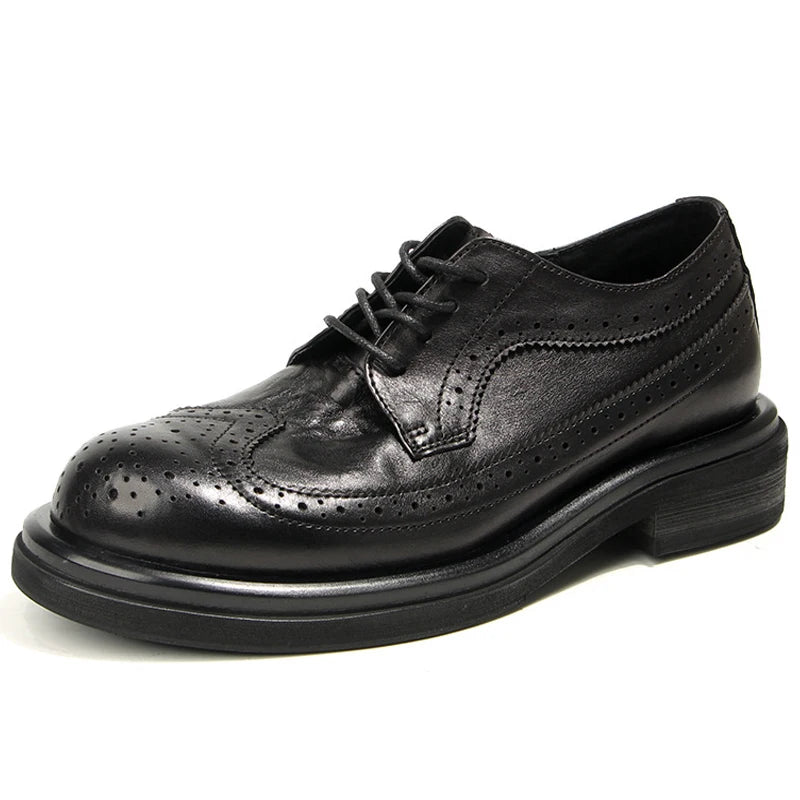 Genuine Leather Men's Block Shoes Mens Business Shoes Luxury New Handmade Comfortable Man Casual Shoes Retro Men Leather Shoes