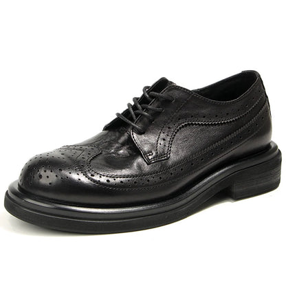 Genuine Leather Men's Block Shoes Mens Business Shoes Luxury New Handmade Comfortable Man Casual Shoes Retro Men Leather Shoes