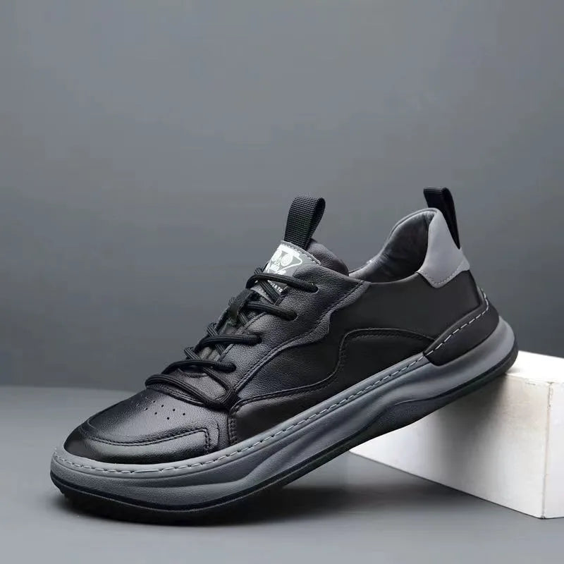 business man shoes leather black white platform men's sneakers and casual shoes high quality designer luxury shoes heren schoene