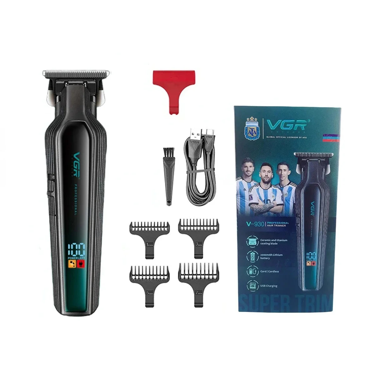 VGR Hair Trimmer Professional Clipper Rechargeable Haircut Machine Cordless Barber Digital Display Hair Trimmer for Men V-930