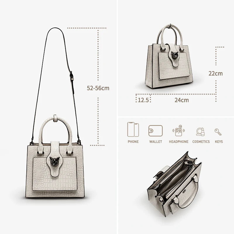 2026 NEW WOMEN'S HANDBAGS BUSINESS LADY GENUINE LEATHER ORIGINAL LUXURY BRAND DESIGNER OFFICE FEMALE BAGS CROSSBODY CAT PURSE