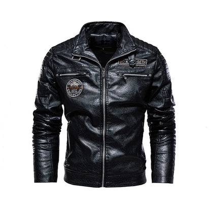 2026 Leather Jackets Men's Autumn Winter Fleece Motorcycle PU Leather Jackets Vintage Casual Stand Collar Windbreaker Slim Coats