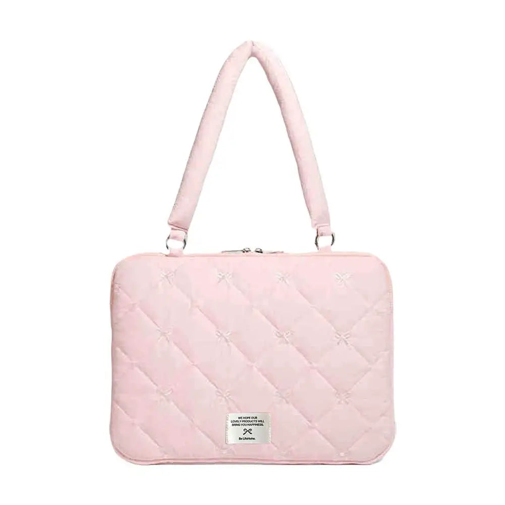 Cute Bow Embroidered Laptop Sleeve Bag For 11-15 Inch Portable Shoulder Handbag Fashion Notebook Case For Women