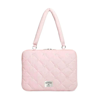 Cute Bow Embroidered Laptop Sleeve Bag For 11-15 Inch Portable Shoulder Handbag Fashion Notebook Case For Women