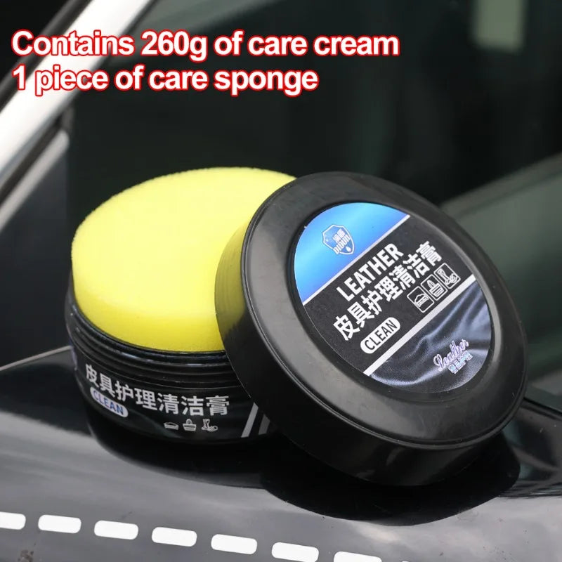 260g Car Leather Care Refurbishing Paste Auto Interior Stain Remover Cleaner Leather Polishing Maintenance Tool Car Accessories