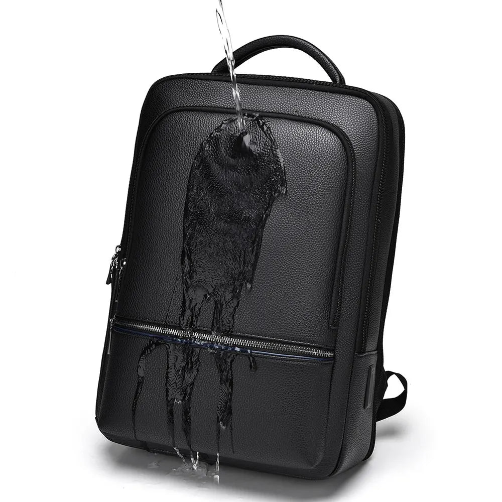 Men's Business Trip Backpack High Quality PU Leather Laptop Bag Men Commute Large Capacity Executive Office Travel Backpacks