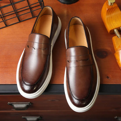 Casual Leather Shoes Men Summer Breathable British Style Loafers Men's New Business Men's Casual Designer Shoes Big Size 38-46