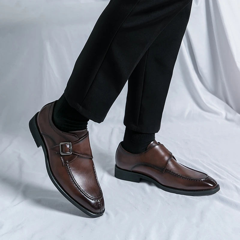 Leather Shoes For Men Fashion Buckle Classic Business Shoes for Male Luxury Brand Antiskid Cozy Men Loafers Design Shoes Men