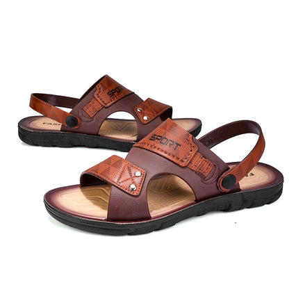 Leather Sandals For Men Summer Fashion Beach Shoes Male Trend Men's Casual Slippers Non-slip Open-toe Sandals Shoes Male