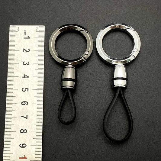 Leather Ropes Car Pendant Keyring Simple Hanging Car Men Women  Personalized Keychain Buckle Stainless Charm Accessories