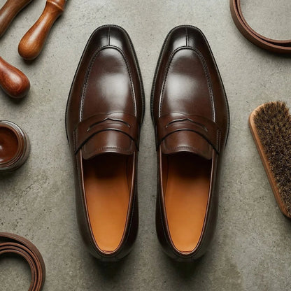 Men Loafer Casual Shoes Calf Leather Waterproofing Materials Formal Dress Shoes Oxfords for Men
