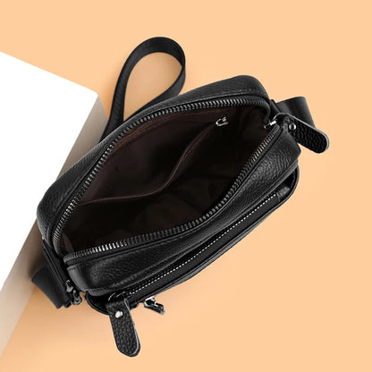 Men's Luxury Designer Genuine Leather Bag Simple Business Casual Shoulder Bag Multiple Pockets Small Crossbody Bags for Men