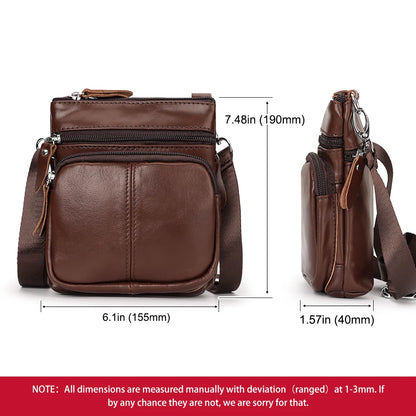 Genuine Leather Men's Bag Casual Small Messenger Shoulder Bags for Man Multifunction Travel Sling Crossbody Bag for Cell Phone