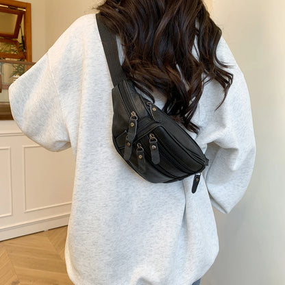 Leather Waist Bag Casual Small Square Hip Packs Crossbody Multi-function Outdoor Phone Pouch Belt Bag Fanny Pack Shoulder Bags