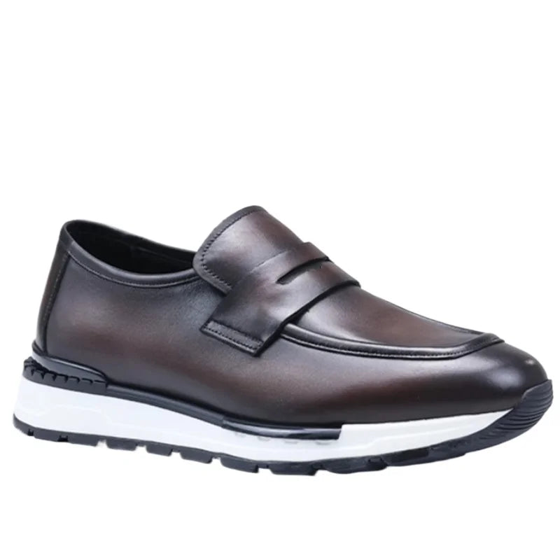 Genuine Leather Breathable Casual Sports Shoes for Men's Loafers Business Comfortable Luxury Thick Soled Height Increasing Shoes