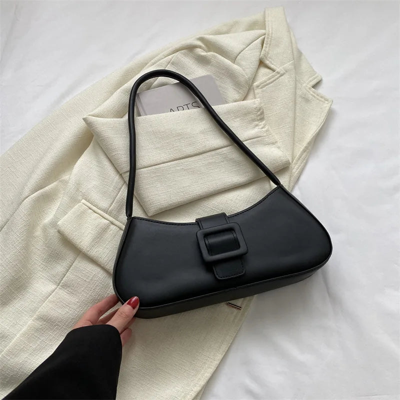 Fashion Designer Handbags Women Shoulder Bag Simple Style Solid PU Leather Ladies Underarm Bags