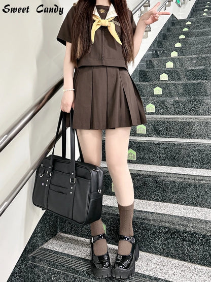 Briefcase High Students Bag Schoolbags Shoulder Bags 14-16 Inch Laptop Bag's Messenger Bags Office Handbag PU Leather Tote Bag