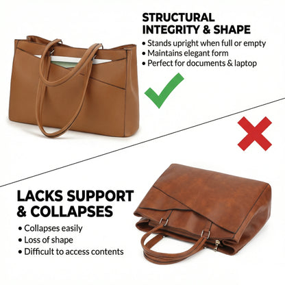 Laptop Tote Bags for Women 15.6 Inch Pu Leather with Pockets Top Handle Computer Handbags Business Office Work for Ladies