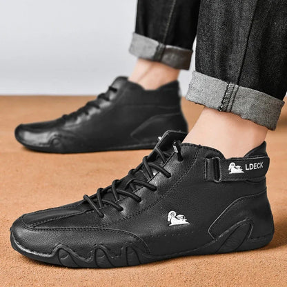 Leather Shoes for Men 2023 New In Casual Luxury Man Boots Outdoor High Top Sneakers Fashion Roman Footwear Motorcycle Boots
