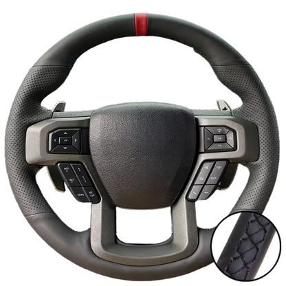 Hand Stitched Microfiber Leather King Ranch Lariat Platinum XL XLT 2015-2017 Volant Steering Wheel Cover For Ford F-150