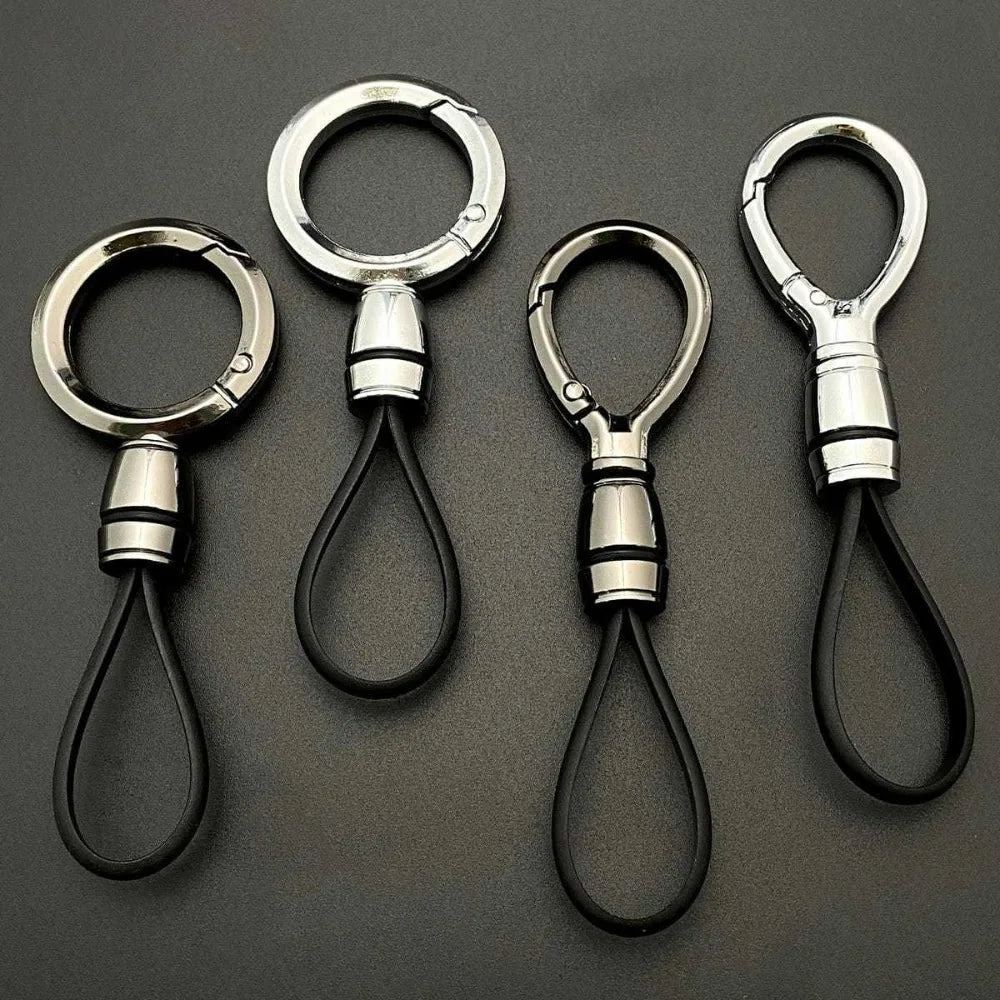 Leather Ropes Car Pendant Keyring Simple Hanging Car Men Women  Personalized Keychain Buckle Stainless Charm Accessories
