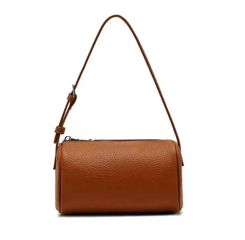 Real Leather Handbag for Women,Soft Leather Tubular Type,Shoulder Crossbody Bag,New Summer Travel Purse,Lady Everyday Phone Bags