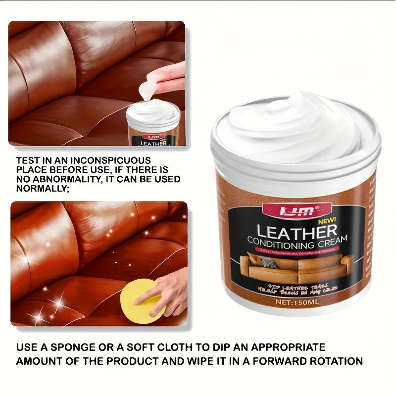 Leather Care Oil Set (PU Cowhide): Polishing Sponge Included, Enhances Shine, Perfect for Shoes/Sofas/Car Seats & Gifts
