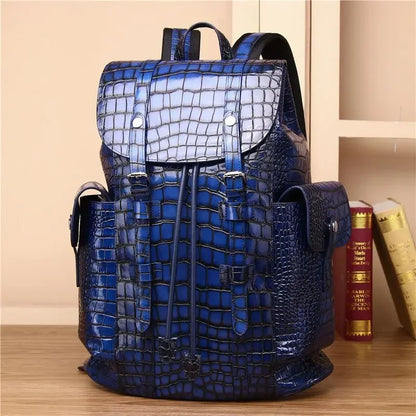 2026 New Luxury Brand Real Genuine Leather Men Alligator Backpacks Student Backpack Boy Luxury 15.6 Inch Computer Laptop Bag