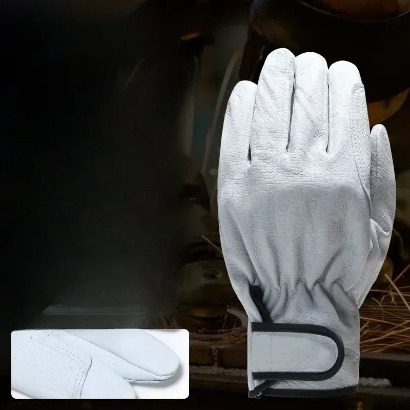 Work gloves sheepskin leather workers work welding safety  garden sports motorcycle driver wear-resistant