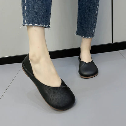 Genuine Leather Spring Autumn Handmade Flats Ballerina Shoes Women Loafers Comfortable Soft Leather Women Flats Shoes