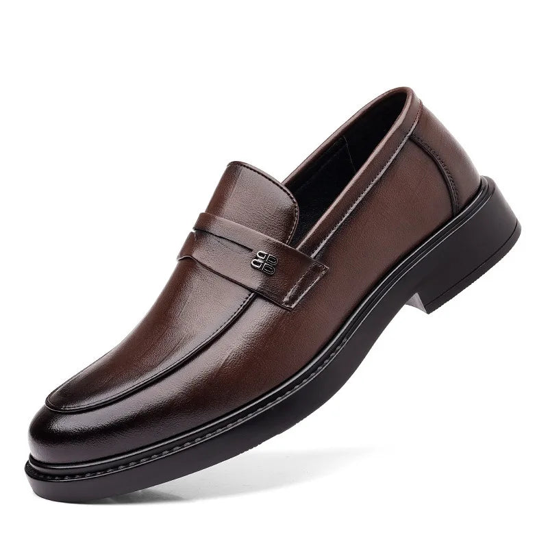 2025 Leather Shoes For Men Comfortable Slip On Loafers Yuppie Brogue Shoes Men British Style Formal Leather Men’s Dress Shoes