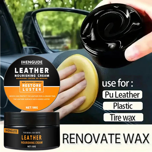 Leather Care Agent, Long-Lasting Car Seat Polishing and Nourishing Care, Leather Care Cream Suitable for Leather Pants, Bags, Shoes, Furniture