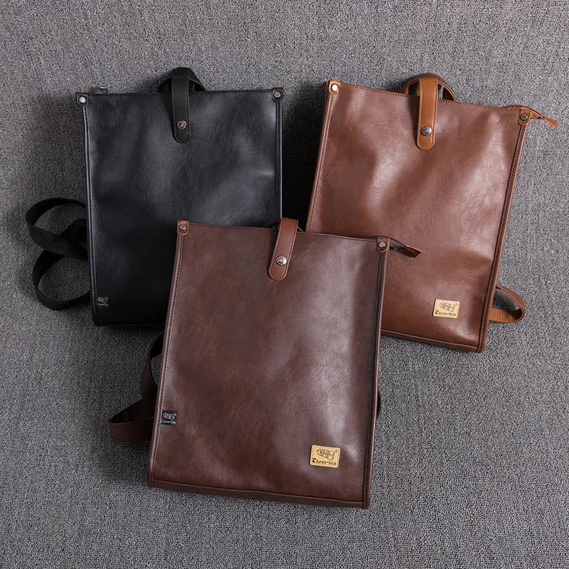 Leather Man Laptop Bags Fashion Business Men Backpacks Retro Male Travel Bag Men School Bags