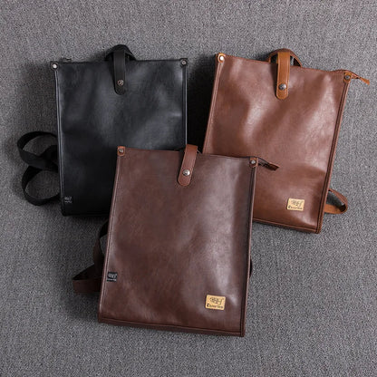 Leather Man Laptop Bags Fashion Business Men Backpacks Retro Male Travel Bag Men School Bags